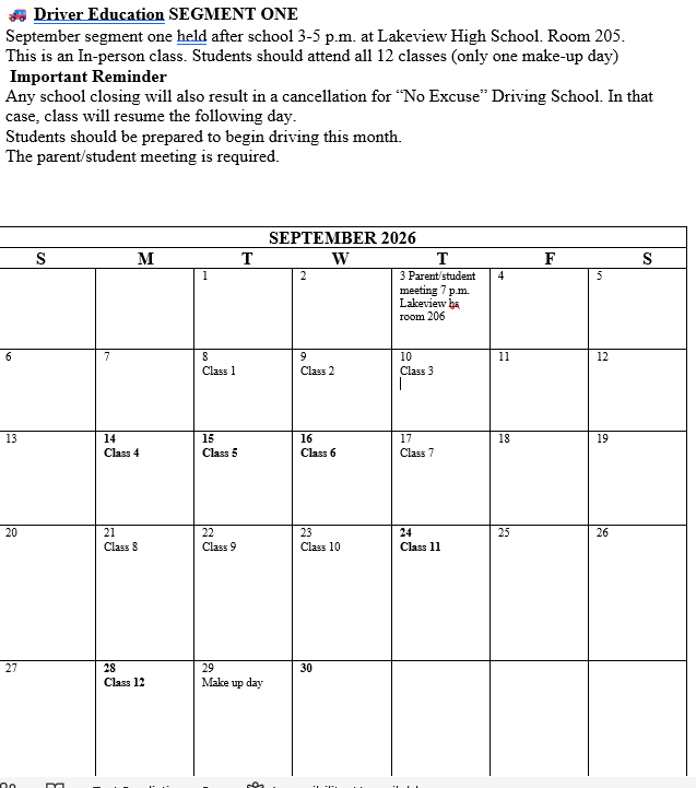 2026 Lakeview High School Segment One - SEPTEMBER Wildcat Discount