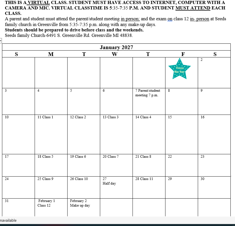 VIRTUAL- JANUARY 2027 SEGMENT ONE