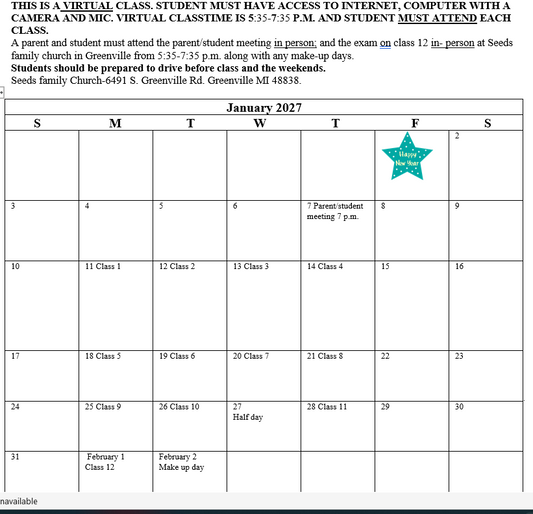 VIRTUAL- JANUARY 2027 SEGMENT ONE
